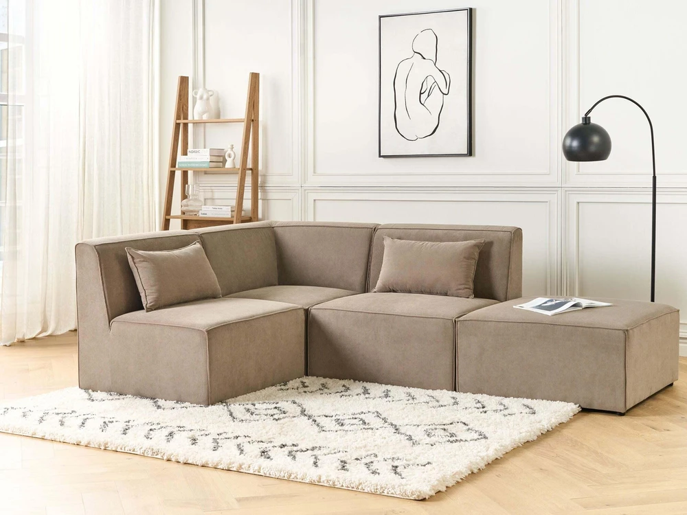 Sofa Beliani Kampinis modulis LEMVIG smėlio spalvos kordas