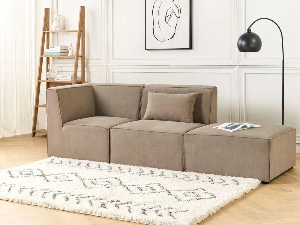 Sofa Beliani Kampinis modulis LEMVIG smėlio spalvos kordas