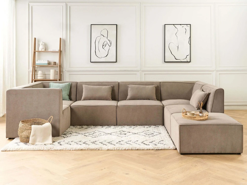Sofa Beliani Kampinis modulis LEMVIG smėlio spalvos kordas
