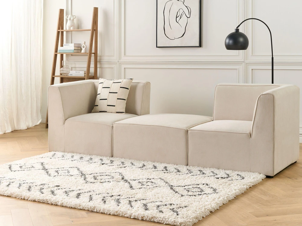 Sofa Beliani Kampinis modulis LEMVIG šviesiai smėlio spalvos velvetinis