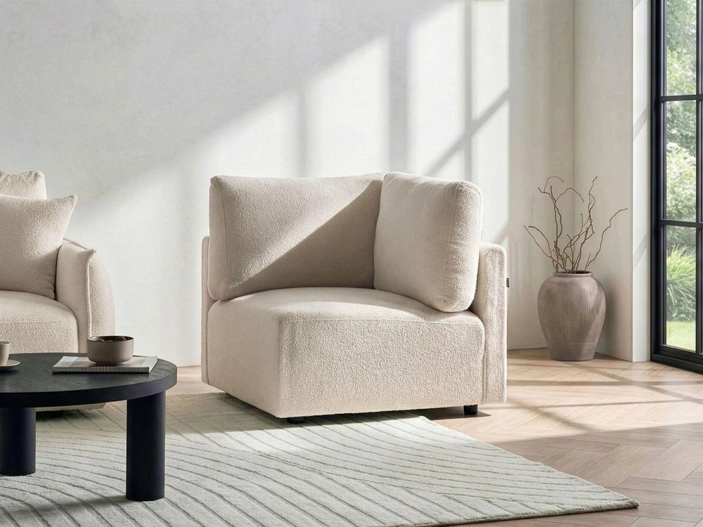 Sofa Beliani Kampinis modulis MESNALI Boucle Laužyta balta