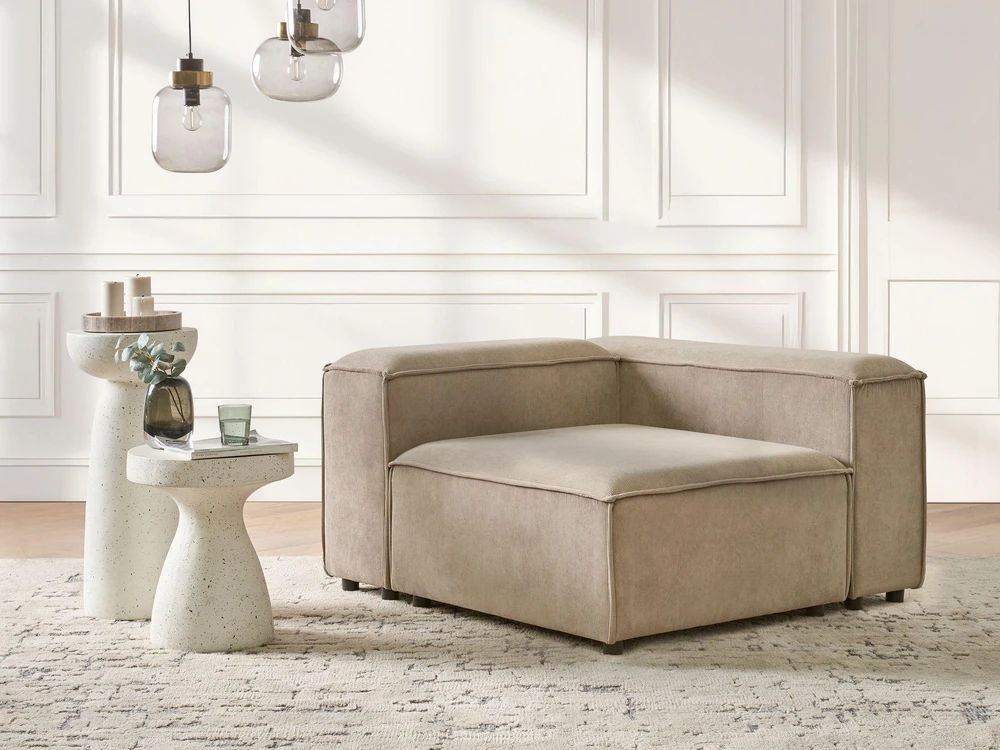 Sofa Beliani Kampuose modulis ARDAL kairinis šviesiai rudas velvetas