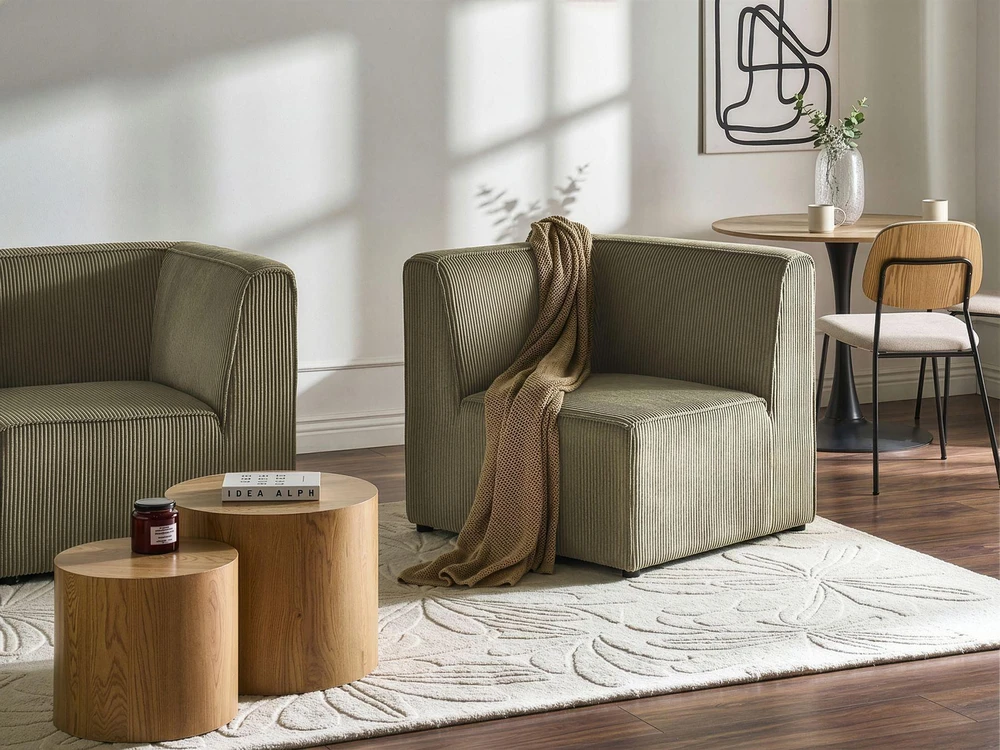 Sofa Beliani Kampuotas modulis LEMVIG kairinis, žalias, velvetas