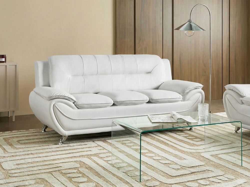 Sofa Beliani LEIRA poilsio baldų komplektas 6 asmenims, ekologiška oda, baltas