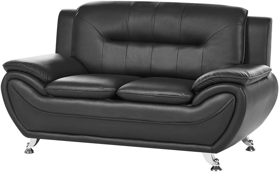 Sofa Beliani LEIRA poilsio baldų komplektas 6 asmenims, veganiška eko oda, juodas