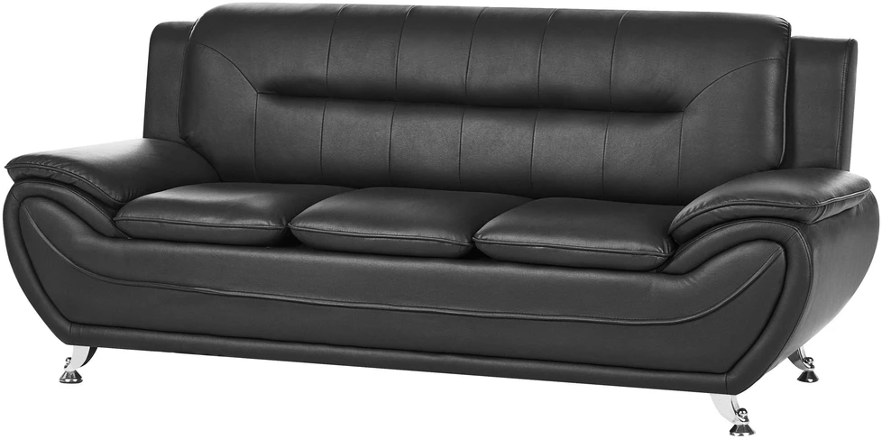 Sofa Beliani LEIRA poilsio baldų komplektas 6 asmenims, veganiška eko oda, juodas