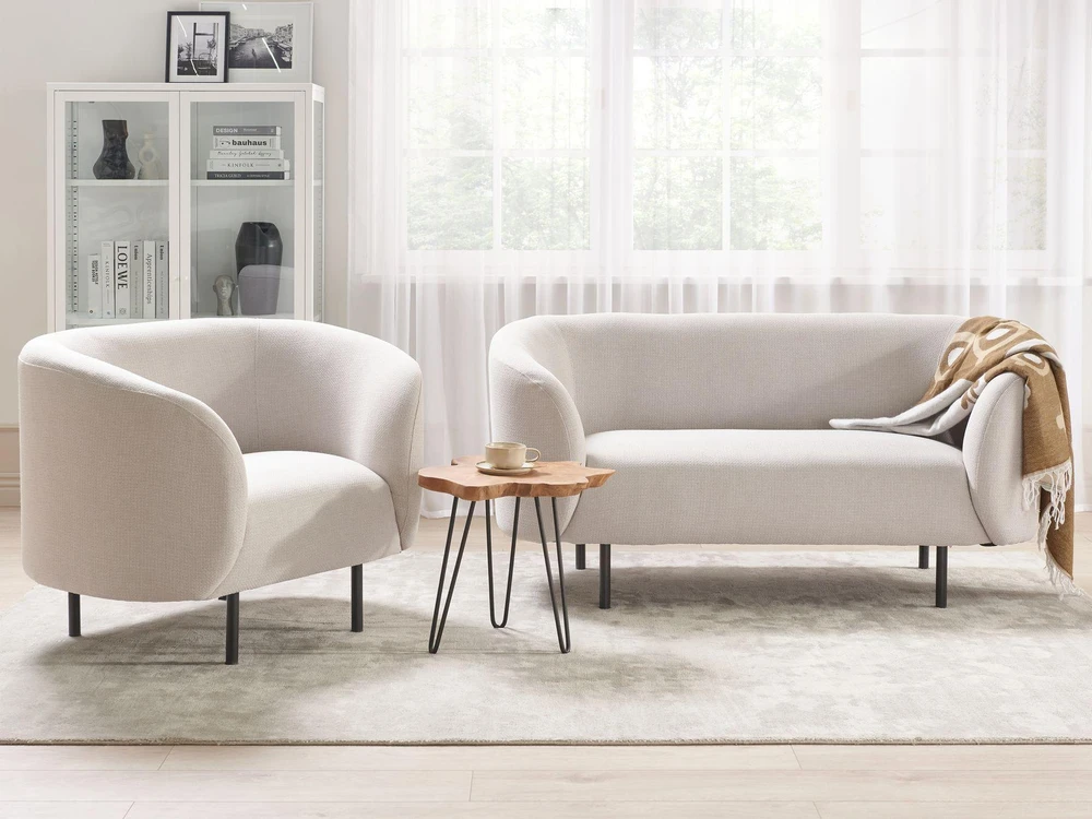 Sofa Beliani LOEN 3-vietis svetainės komplektas, šviesiai smėlinė