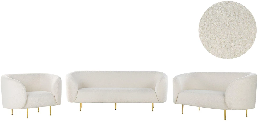 Sofa Beliani LOEN 6 vietų baldų komplektas, boucle audinys, baltas