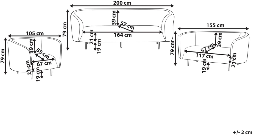 Sofa Beliani LOEN 6 vietų baldų komplektas, boucle audinys, baltas