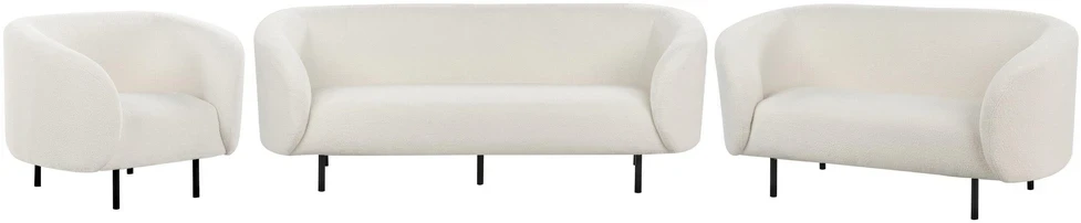 Sofa Beliani LOEN Boucle 6 asmenų svetainės baldų komplektas, baltas