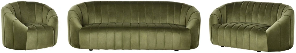 Sofa Beliani MALUNG 6 vietų minkštųjų baldų komplektas, veliūras, tamsiai žalias