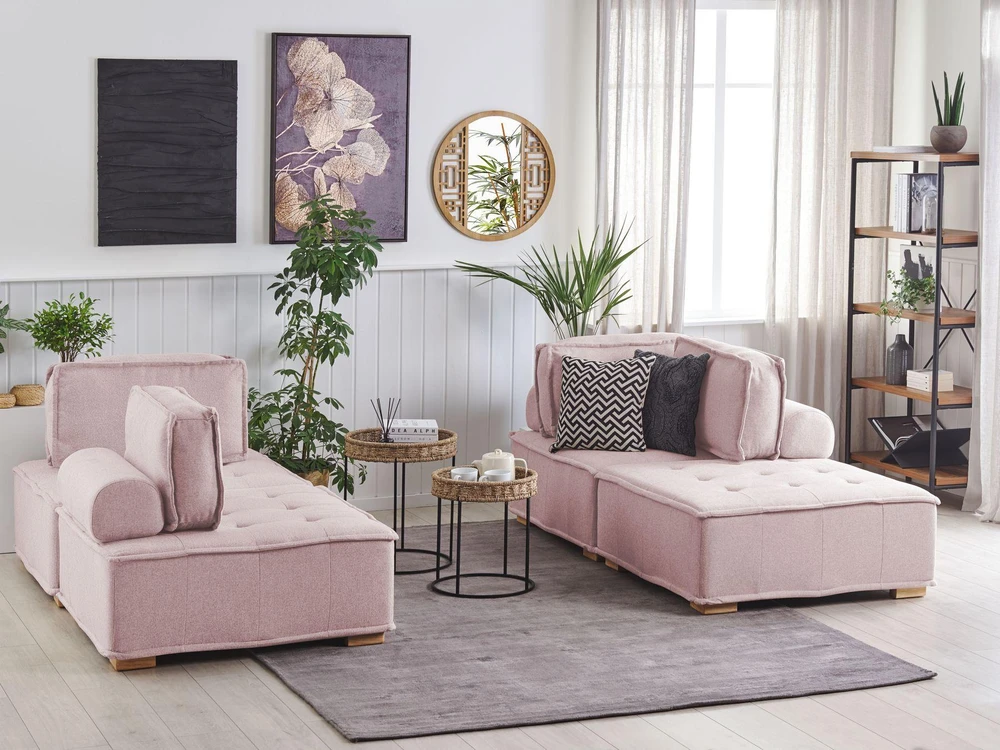 Sofa Beliani Modulinis 4 vietų poilsio komplektas TIBRO rožinės spalvos