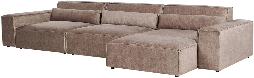 Sofa Beliani Modulinis kampinis minkštasis kampas 4 asmenims HELLNAR, šviesiai rudas, kairinis
