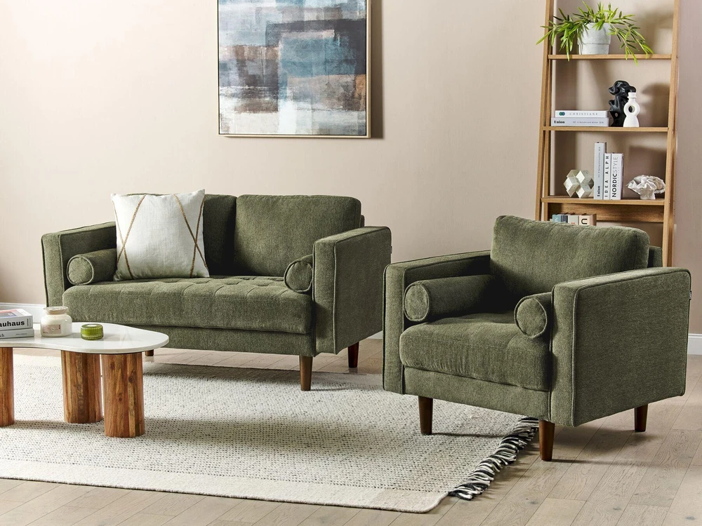 Sofa Beliani NURMO 3 vietų poilsio komplektas tamsiai žalias