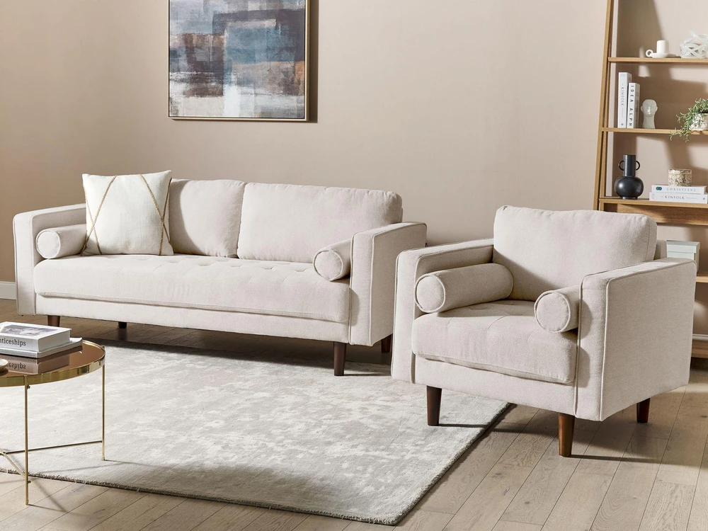 Sofa Beliani NURMO 4 vietų svetainės baldų komplektas, šviesiai smėlio spalvos