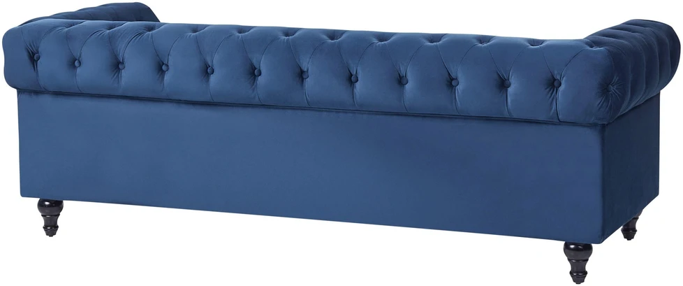Sofa Beliani Poilsio baldų komplektas 4 asmenims CHESTERFIELD, veliūras, tamsiai mėlynas