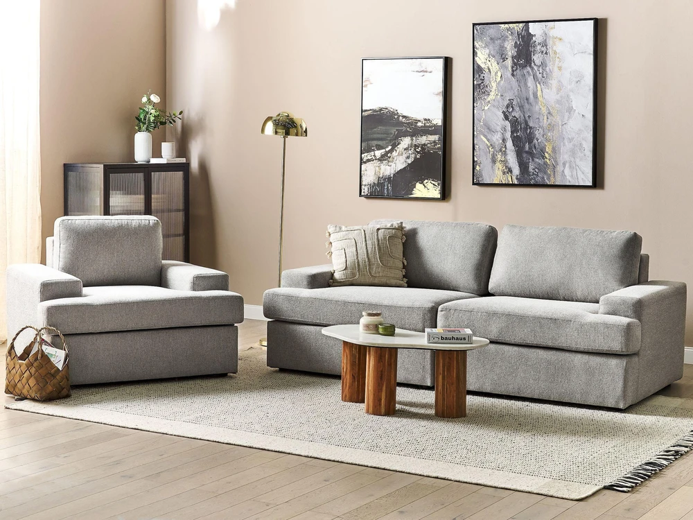 Sofa Beliani Poilsio baldų komplektas 4 asmenims ALLA, šviesiai pilkas