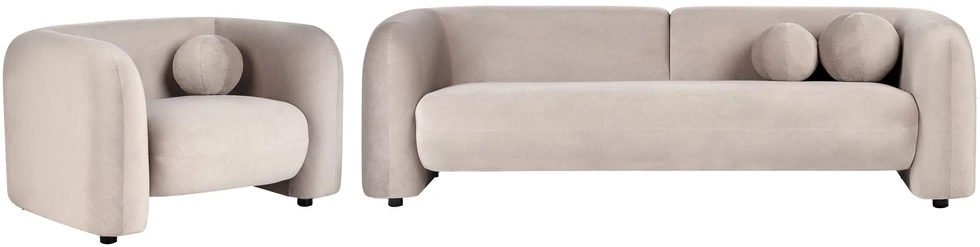 Sofa Beliani Poilsio baldų komplektas 4 asmenims LEIREN, veliūras, smėlio spalvos