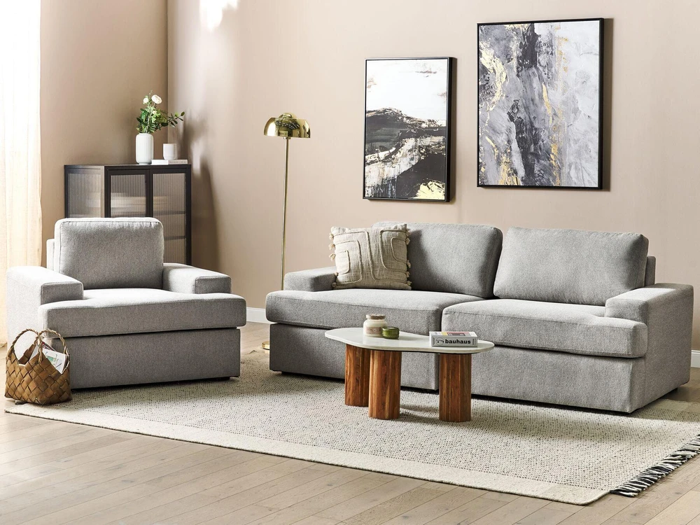 Sofa Beliani Poilsio baldų komplektas 4 asmenims ALLA, šviesiai pilkas