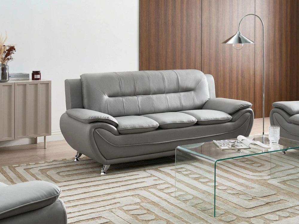 Sofa Beliani Poilsio baldų komplektas 6 asmenims LEIRA, ekologiška oda, pilkas