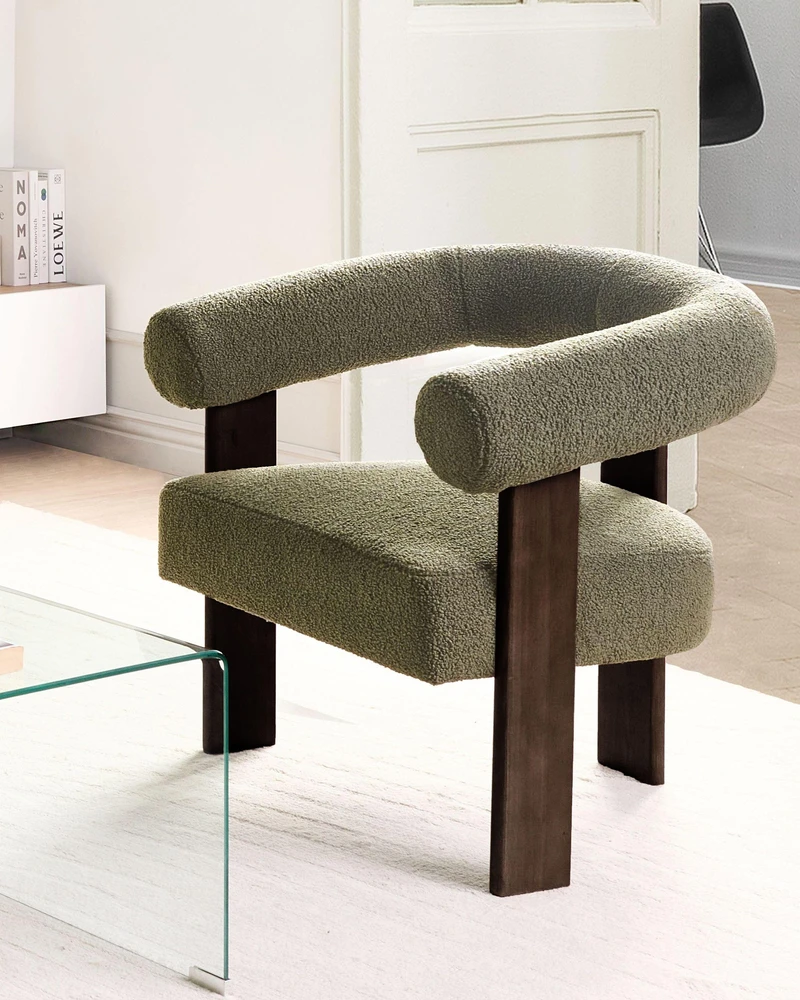 Sofa Beliani Poilsio baldų komplektas ILBRO Boucle žalias/tamsiai rudas
