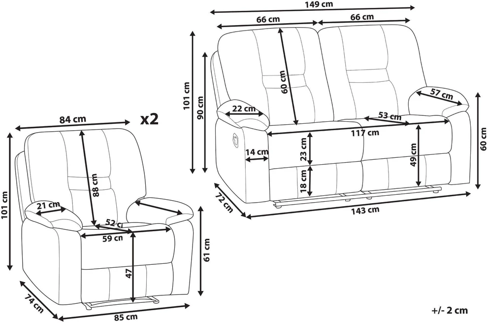 Sofa Beliani Poilsio baldų komplektas su mechanine atsipalaidavimo funkcija 4 asmenims BERGEN eko-oda baltas