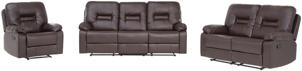 Sofa Beliani Poilsio baldų komplektas su mechanine relaksacijos funkcija 6 asmenims BERGEN eko oda rudas