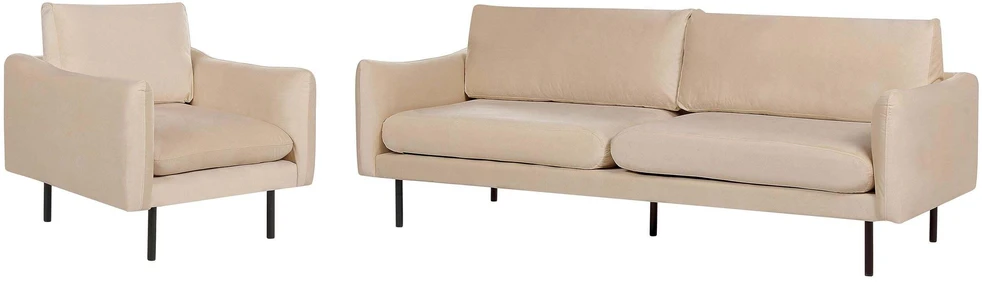 Sofa Beliani Poilsio komplektas 4 asmenims VINTERBRO veliūrinis smėlio spalvos