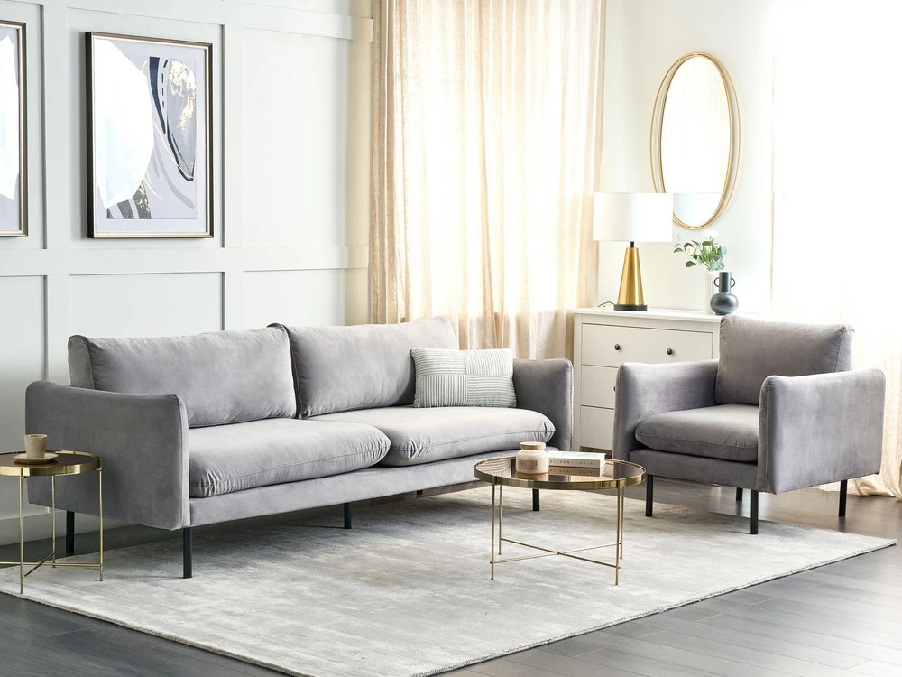 Sofa Beliani Poilsio komplektas 4 asmenims VINTERBRO, veliūras, pilkas