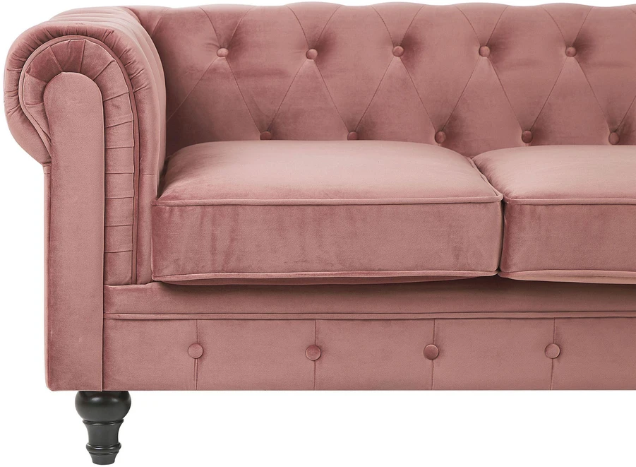 Sofa Beliani Poilsio komplektas 4 asmenims CHESTERFIELD veliūrinis rožinis
