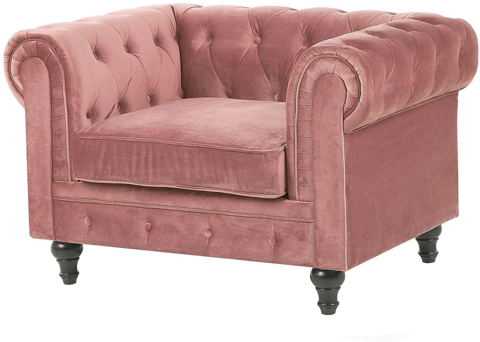 Sofa Beliani Poilsio komplektas 4 asmenims CHESTERFIELD veliūrinis rožinis