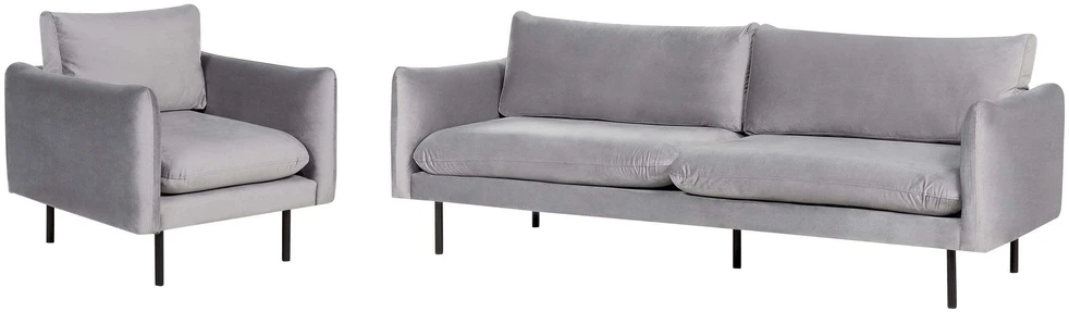 Sofa Beliani Poilsio komplektas 4 asmenims VINTERBRO, veliūras, pilkas