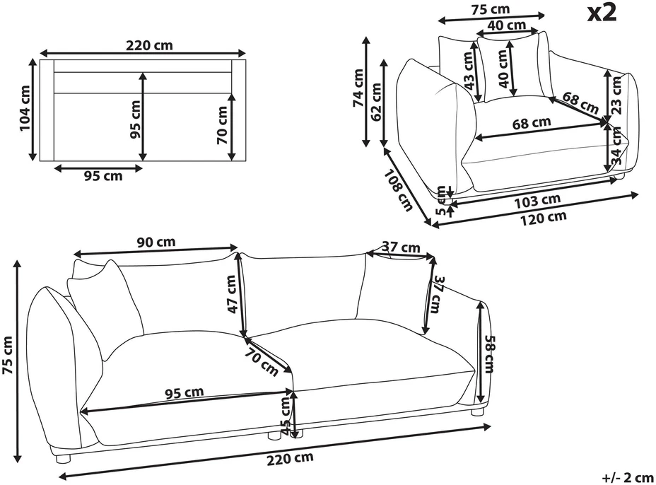 Sofa Beliani Poilsio komplektas 5 asmenims „LUVOS“, veliūrinis, žalias