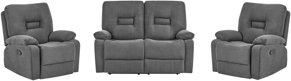Sofa Beliani Poilsio komplektas su rankiniu relaksacijos mechanizmu 4 asmenims BERGEN, grafito spalvos
