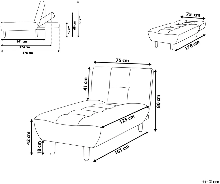 Sofa Beliani Šezlongas ALSTEN žalias