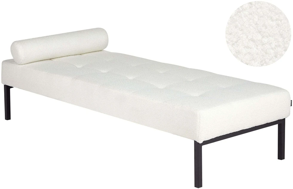Sofa Beliani Šezlongas CHINON Boucle baltos spalvos