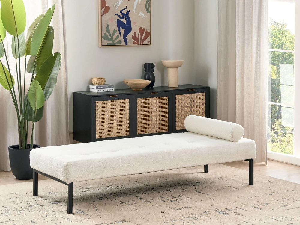 Sofa Beliani Šezlongas CHINON Boucle baltos spalvos