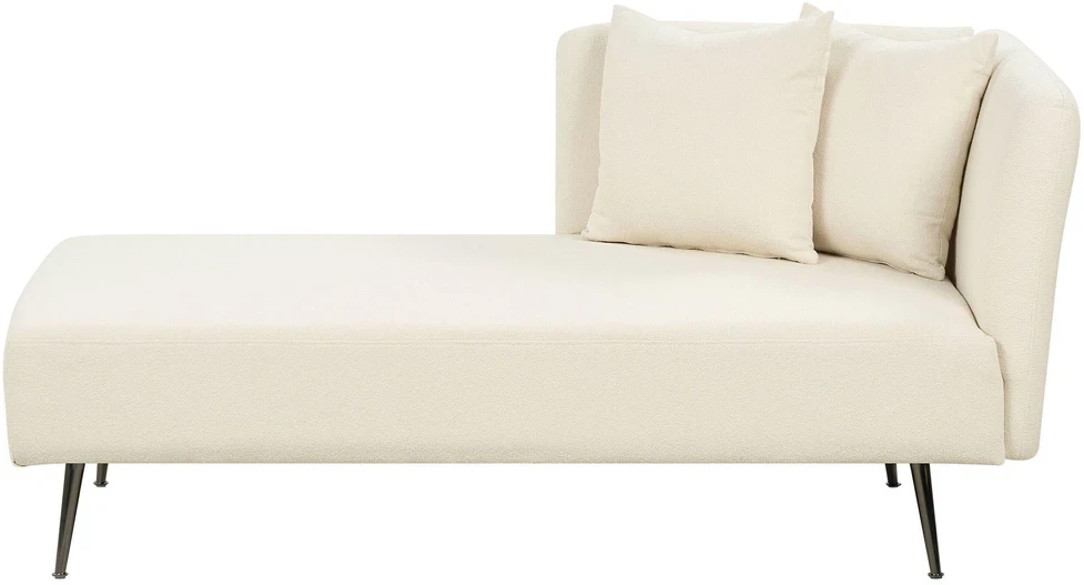 Sofa Beliani Šezlongas dešininis RIOM Boucle natūralios baltos spalvos