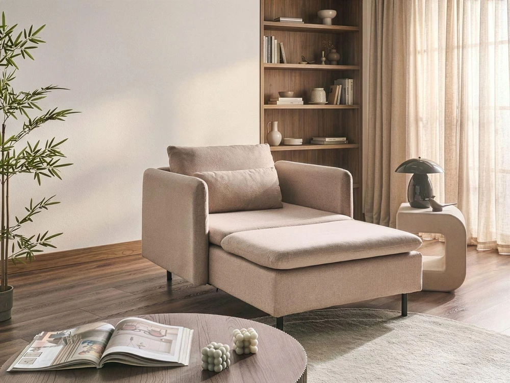 Sofa Beliani Šezlongas EGERIS, smėlio spalvos
