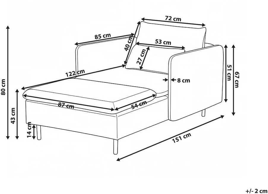 Sofa Beliani Šezlongas EGERIS, smėlio spalvos