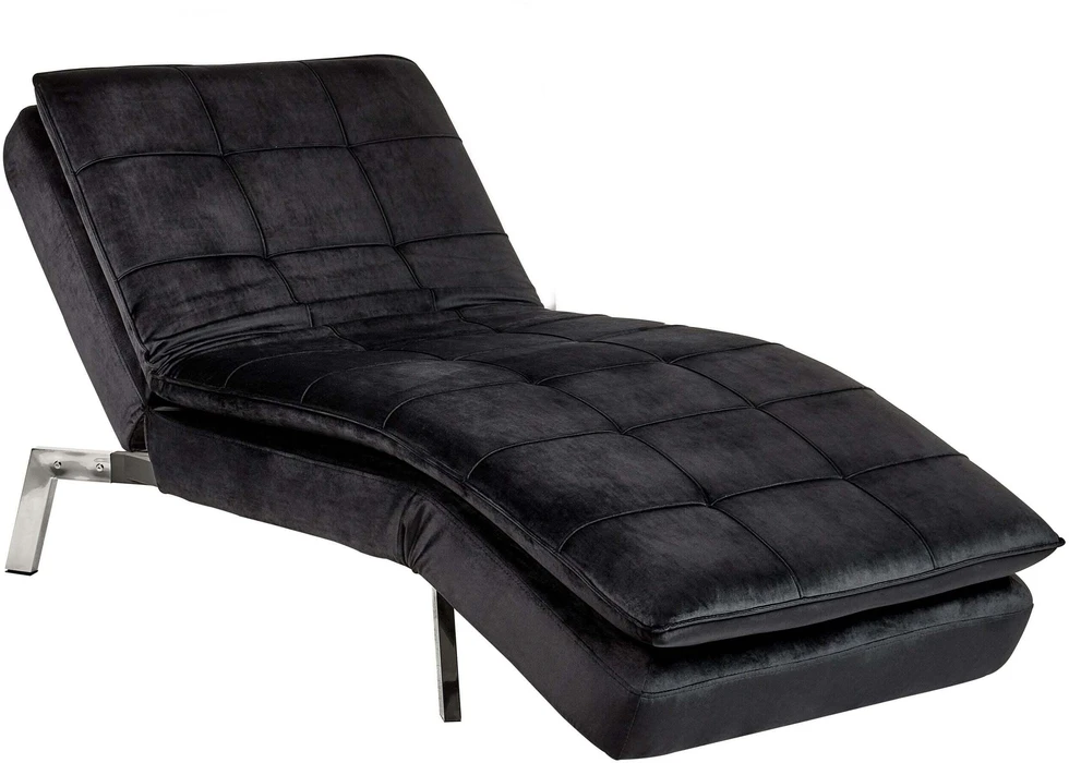 Sofa Beliani Šezlongas LOIRET juodas veliūrinis