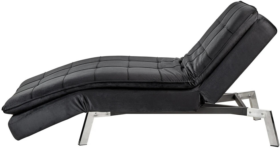 Sofa Beliani Šezlongas LOIRET juodas veliūrinis