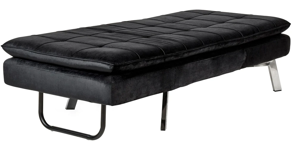 Sofa Beliani Šezlongas LOIRET juodas veliūrinis