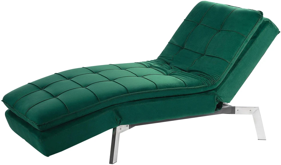 Sofa Beliani Šezlongas LOIRET smaragdinio aksomo