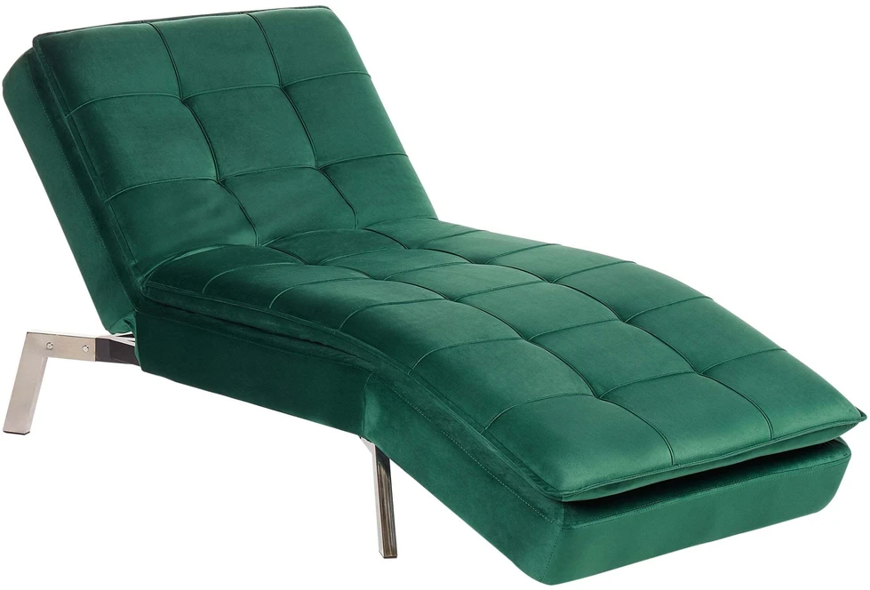 Sofa Beliani Šezlongas LOIRET smaragdinio aksomo