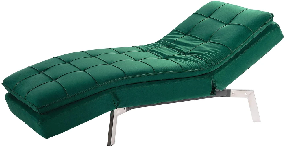 Sofa Beliani Šezlongas LOIRET smaragdinio aksomo