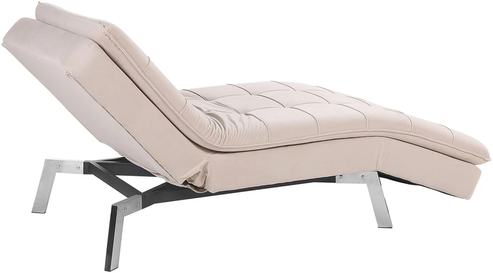 Sofa Beliani Šezlongas LOIRET smėlio spalvos veliūras