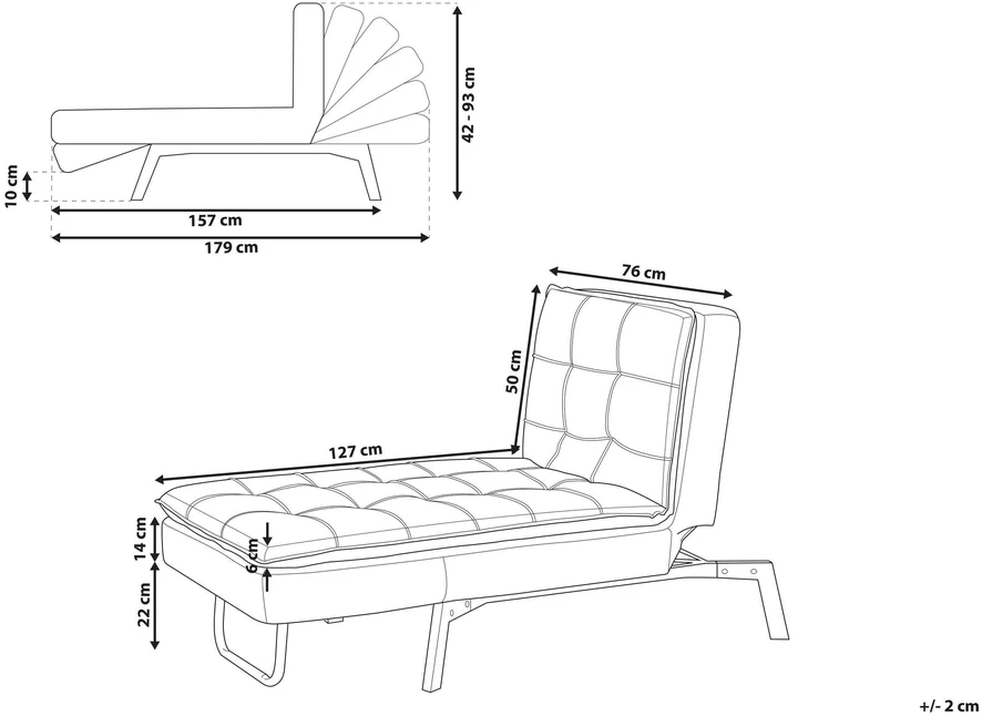Sofa Beliani Šezlongas LOIRET smėlio spalvos