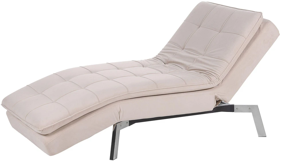 Sofa Beliani Šezlongas LOIRET smėlio spalvos veliūras