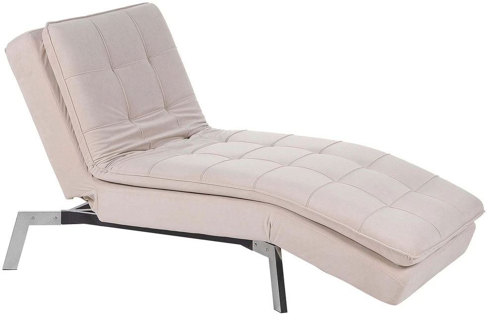 Sofa Beliani Šezlongas LOIRET smėlio spalvos veliūras